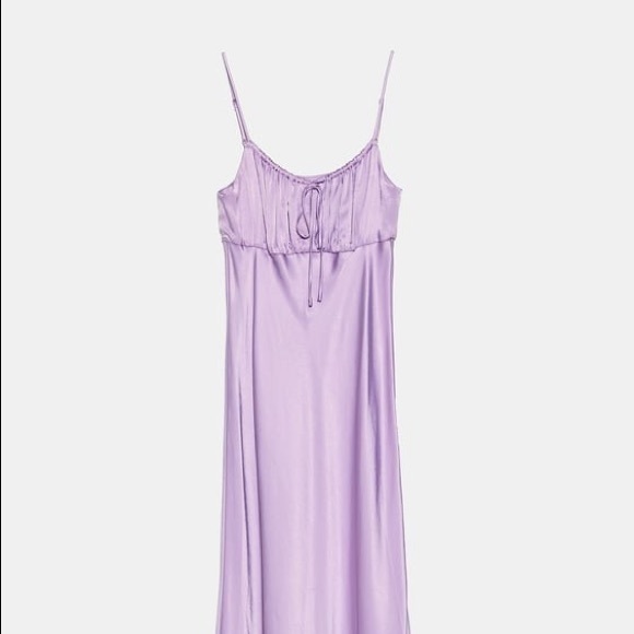 NWT ZARA SATIN LILAC SLIP DRESS - Picture 2 of 3